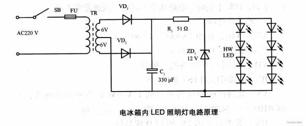 冰箱led灯电路图 冰箱LED灯怎么接-第1张图片-DAWOOD LED频闪灯