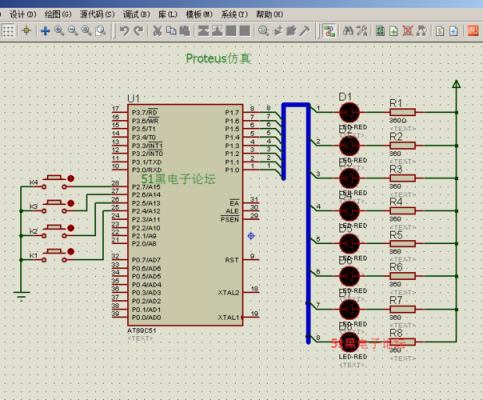 led灯在proteus中（proteus控制led灯闪烁的简单电路及程序）-第3张图片-DAWOOD LED频闪灯