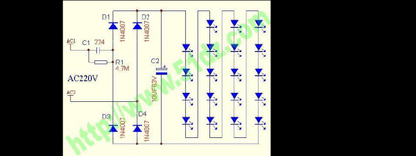 自制2挡led灯,自制220vled灯电路图 -第3张图片-DAWOOD LED频闪灯